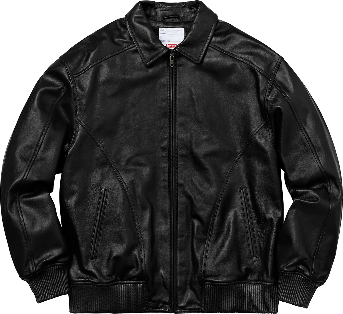 Studded Arc Logo Leather Jacket view 15